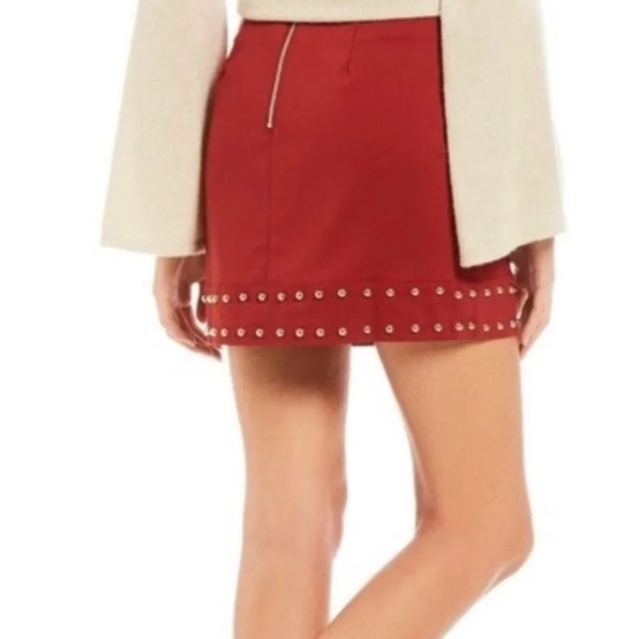 New Gianni Bini Reyes Dark Clay Nailhead Mini Skirt Medium - Picture 3 of 8